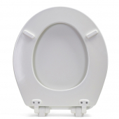 Bemis 37SLOW (White) Mayfair series Modern Geometric Sculptured Wood Round Toilet Seat, Slow-Close Bemis